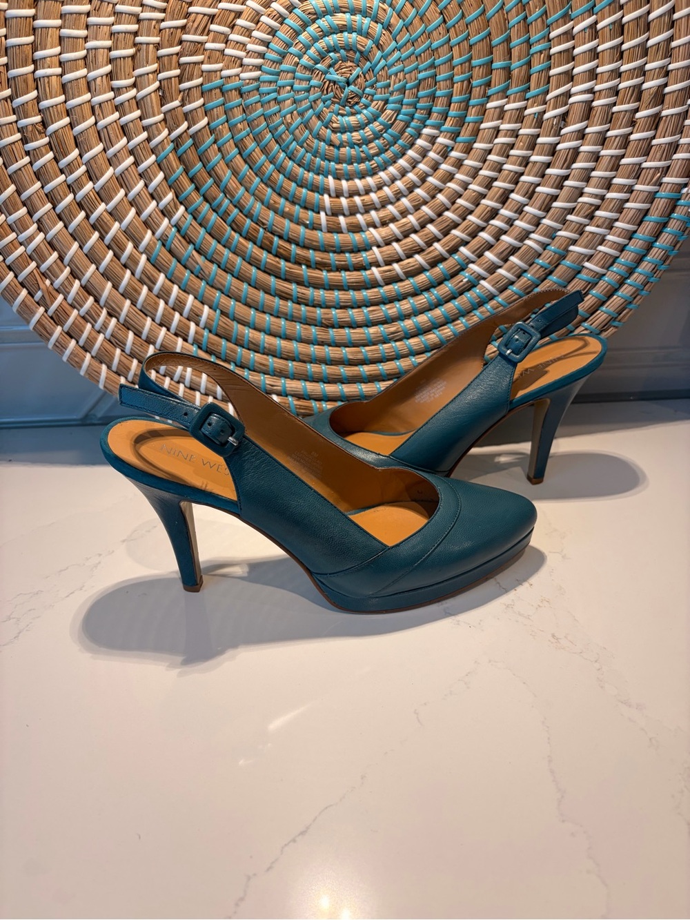 Nine West Teal Slingback Heels